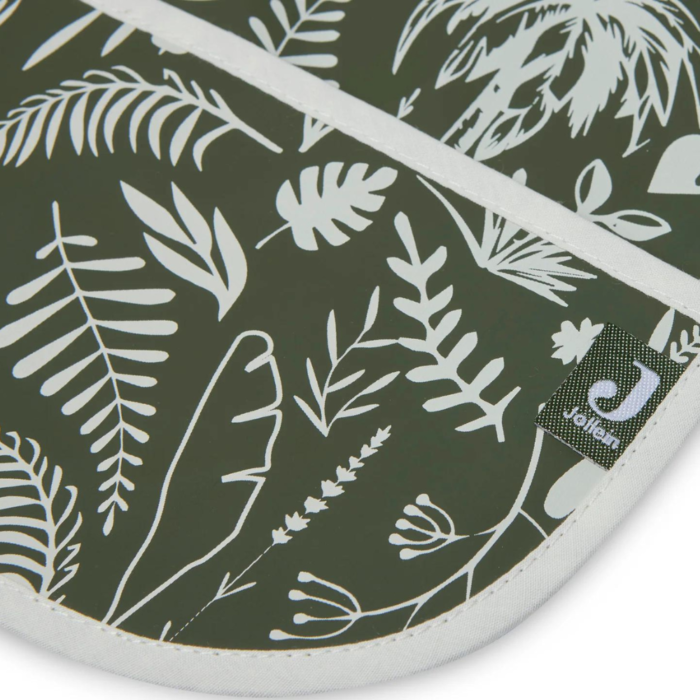 bib sleeves botanical leaf green