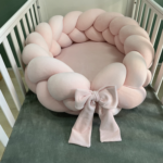 Βρεφική φωλιά πλεξούδα ροζ pastel